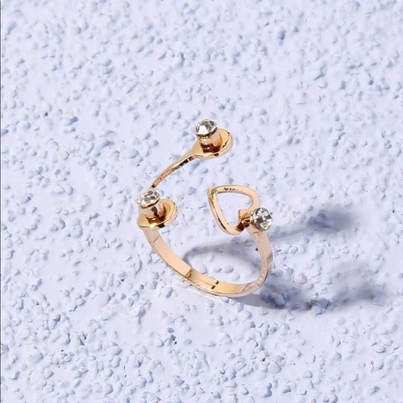 Gold 1pc rhinestone cuff ring - Picture 2 of 2